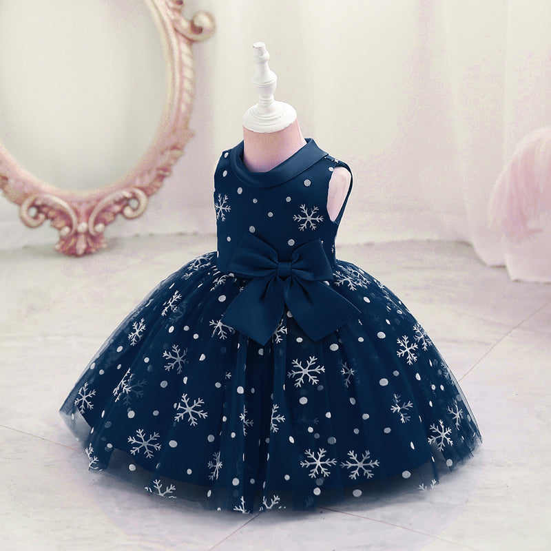 Little Girl Dress Toddler Prom Beaded Round Neck Sleeveless Puffy Princess Dress