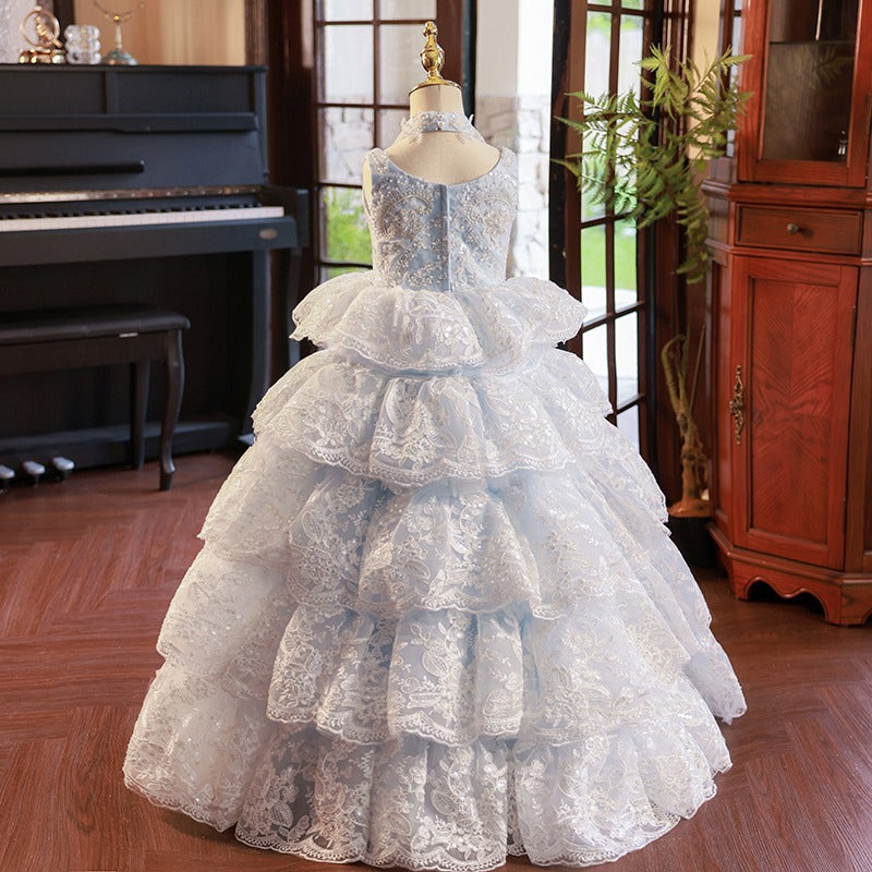 Elegant First Communion Dress Girl Birthday Party Dress Summer Princess Dress