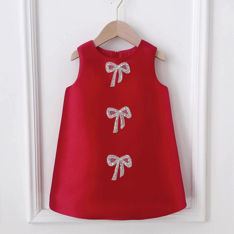 Girl Birthday Princess Dress Cute Girl Red Vest Dress