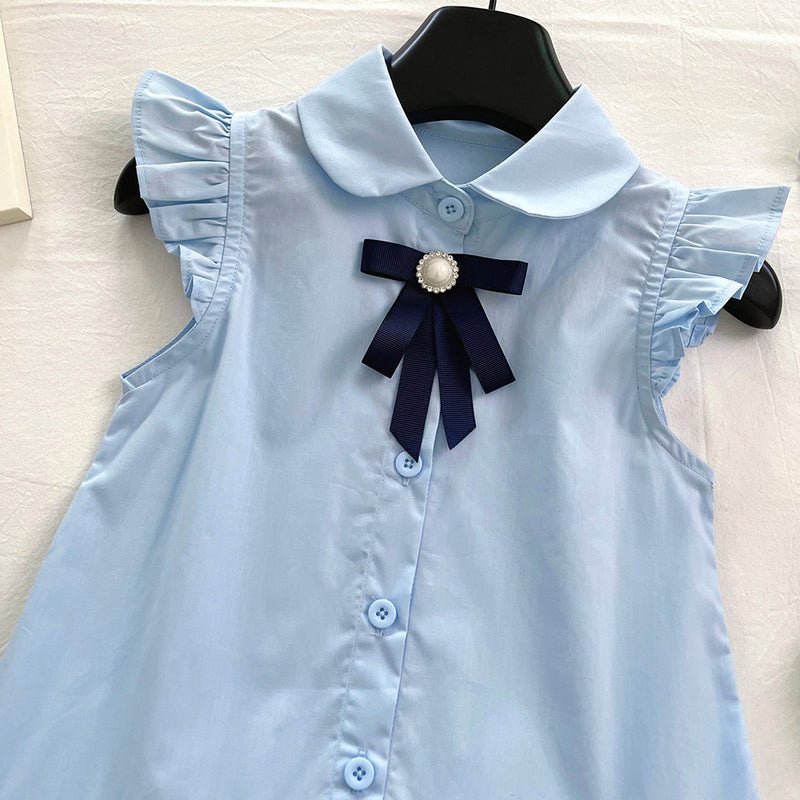 Girls Summer New Bow Lace Princess Dress