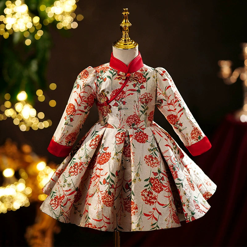 Girls Birthday Cheongsam Dress Girls Red New Year Dress