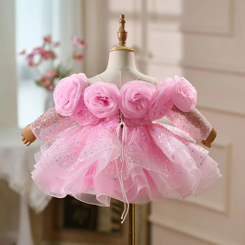 Children's Elegant Sequined Dress Flower Girl Princess Dress Girl Birthday Dress