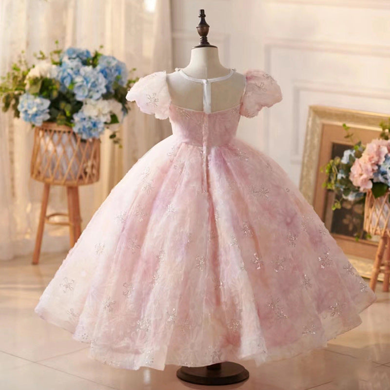 Pink Girls Birthday Dress Children's Wedding Princess Dress