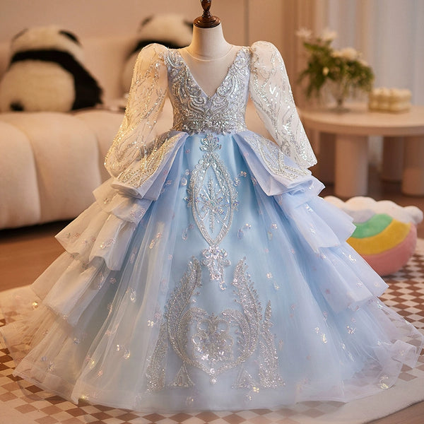 Girls Birthday Princess Dress Flower Girl Wedding Dress Trailing Dress