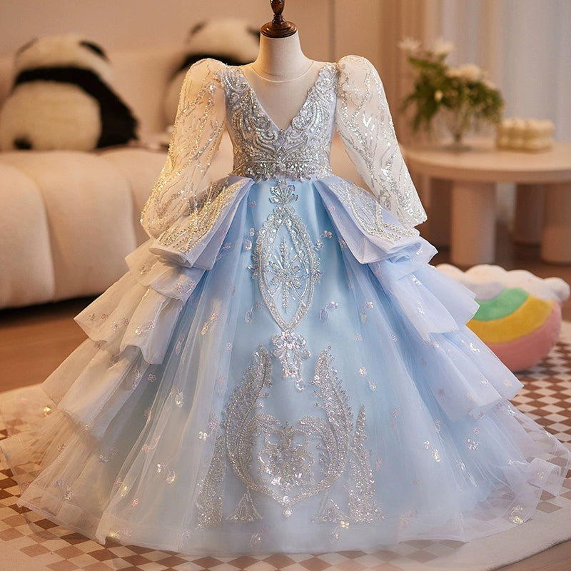 Girls Birthday Princess Dress Flower Girl Wedding Dress Trailing Dress Girls Birthday Princess Dress Flower Girl Wedding Dress Trailing Dress