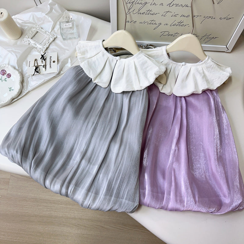 Girls Doll Collar Princess Dress Summer Baby Flower Bud Vest Dress