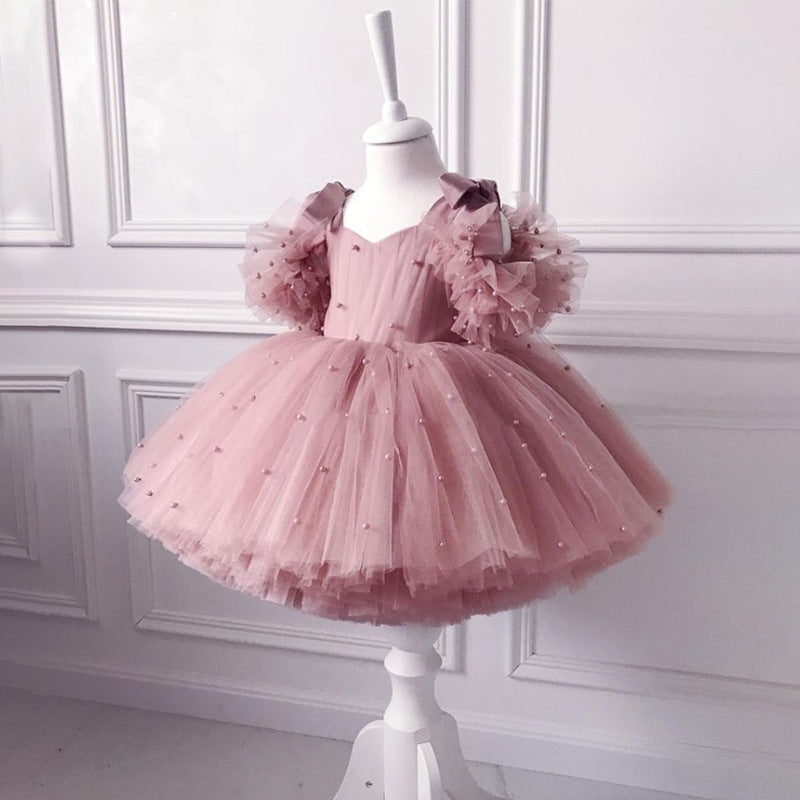 Cute Girls Puffy First Communion Dress Toddler Birthday Party Princess Dress