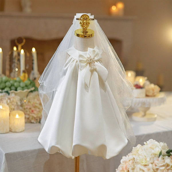 White Baby Girl Communion Dress Flower Girl Wedding Dress Girl Birthday Princess Dress
