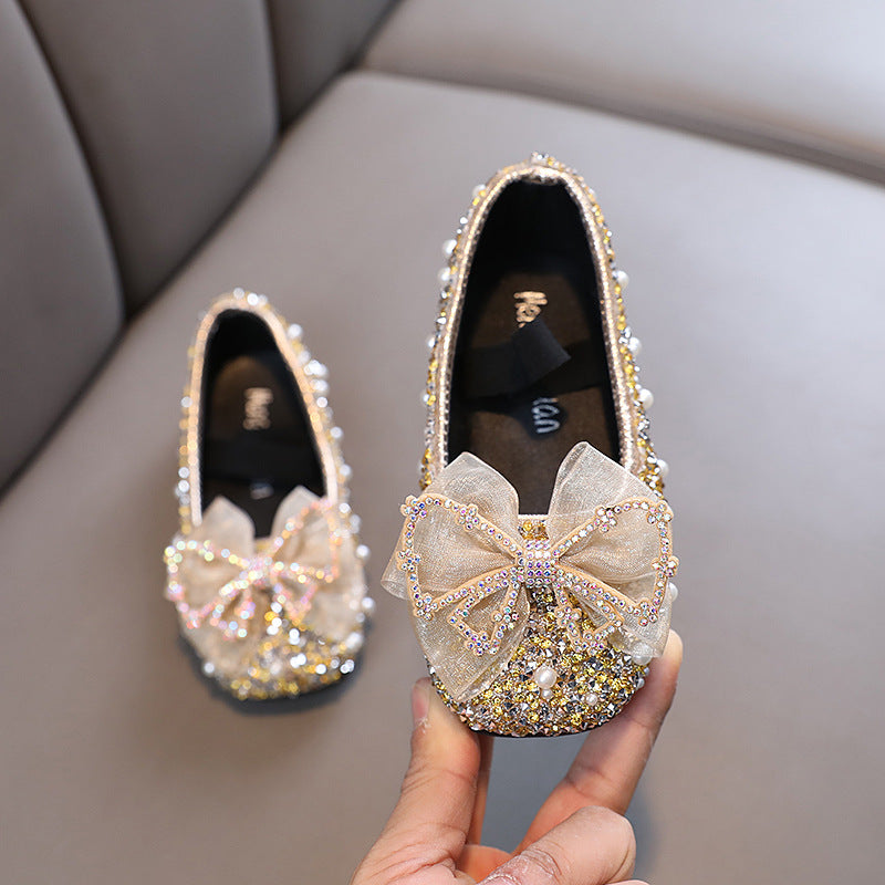 Cute Girls bow-knot Beauty Pageant Sequins Princess Shoes