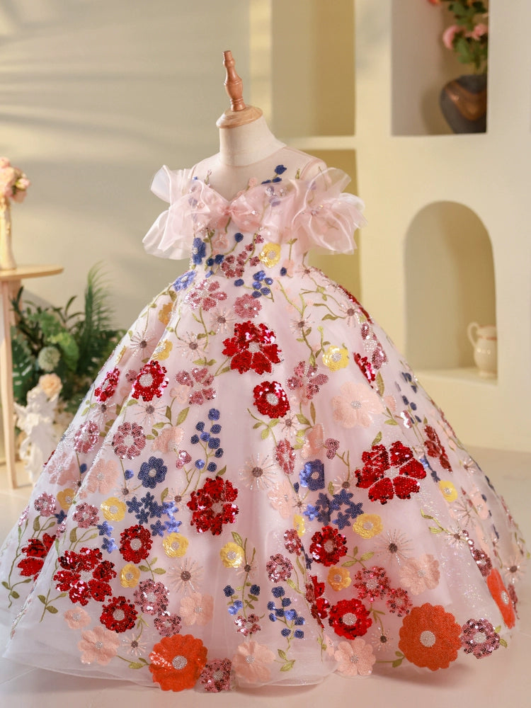 Baby Girl Flowers Sequins Embroidery Princess Dress Toddler Christmas  Princess Dress
