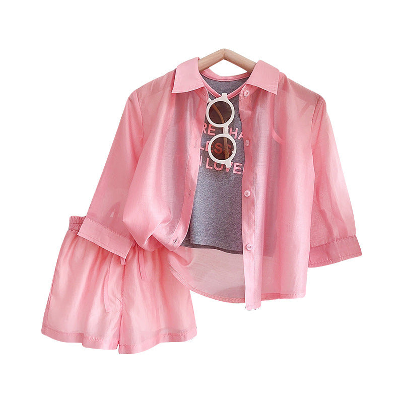 Cute Girls Pink Sunscreen Three-piece Set