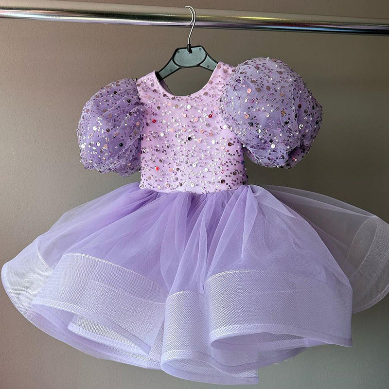 Cute Toddler Christmas Sequin Pageant Dress  Baby Girl First Communion Princess Dress
