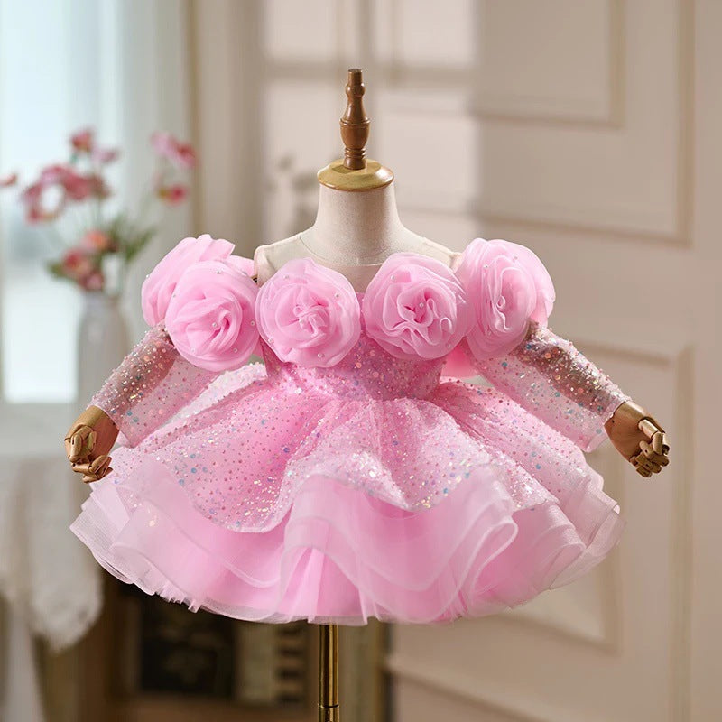Children's Elegant Sequined Dress Flower Girl Princess Dress Girl Birthday Dress
