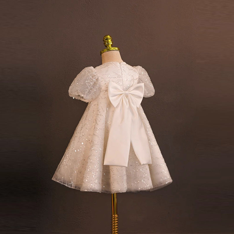 Children's White Birthday Dress Sparkling Princess Dress