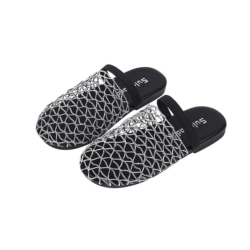 Girls Cute Mesh Woven Toe Flat Slippers