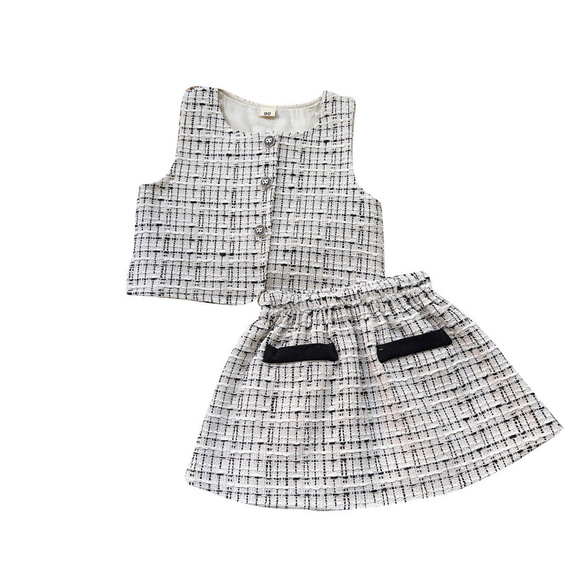 Cute Girls New Vest Short Skirt Two-piece Set