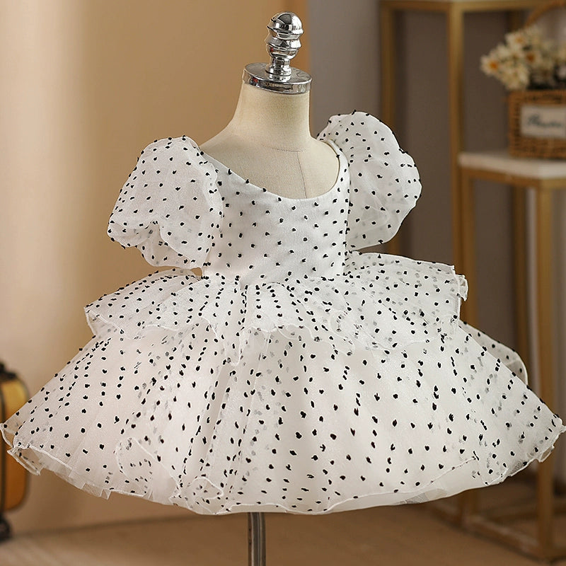 Elegant Baby Polka Dot Pageant Dresses Toddler Puffy Flower Girl Dresses