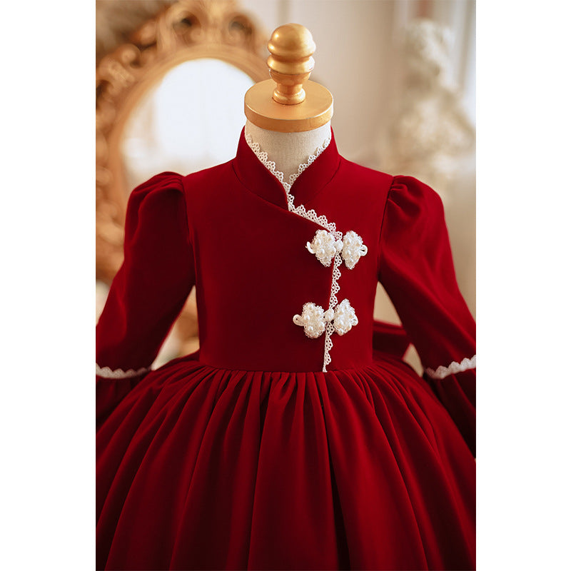 Girls Christmas Dress Baby Red Birthday Princess Dress Flower Girl Wedding Dress