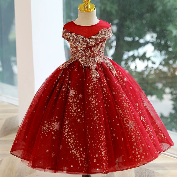 Girls Red Christmas Dress Girls Birthday Princess Dress Children's Prom Dress