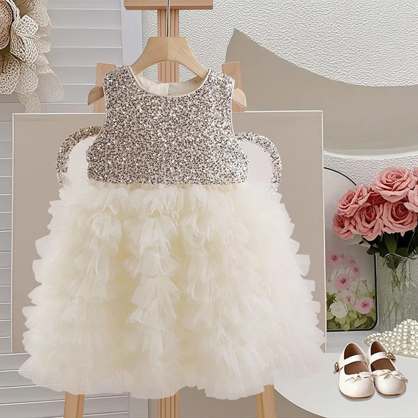 Children's Communion Dress Girls Sequin Princess Dress Girl Birthday Party Dress