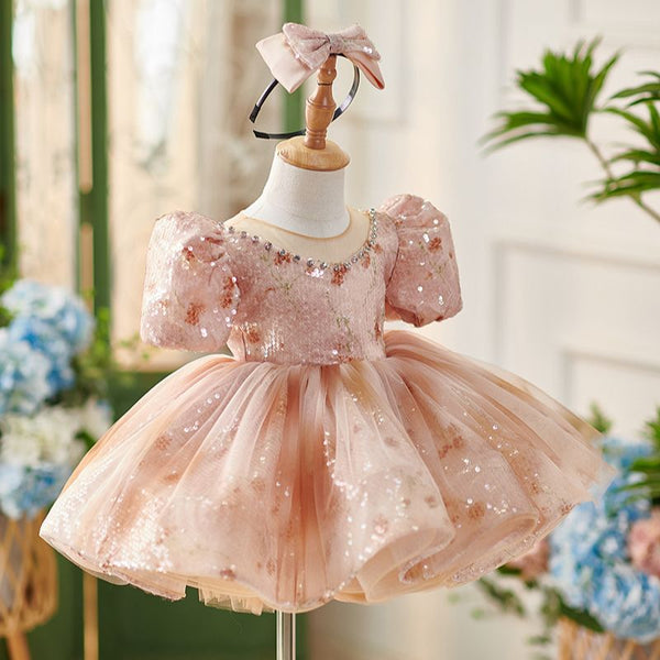 Girls Birthday Princess Dress Children Puff Sleeve Party Dress