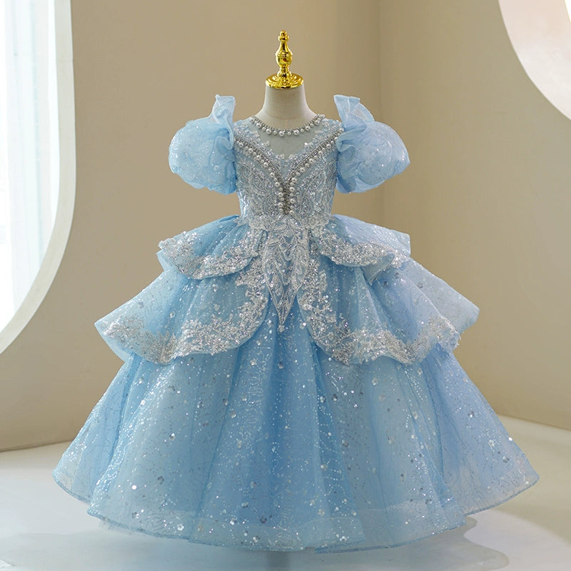 Luxurious Girls Autumn Puffy Dress Toddler Birthday Pageant Princess Dress