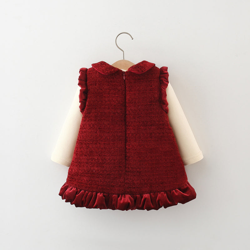 Girls' Winter Base Layer Vest Dress Two-piece Set