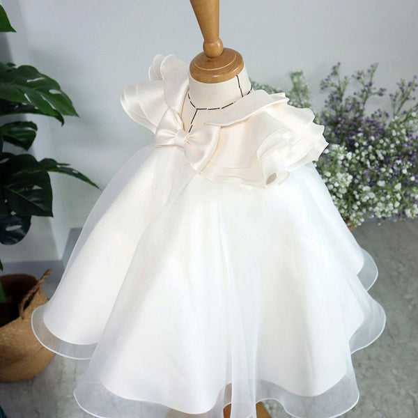 Baby Girl White First Communion Dress Toddler Birthday Princess Dress