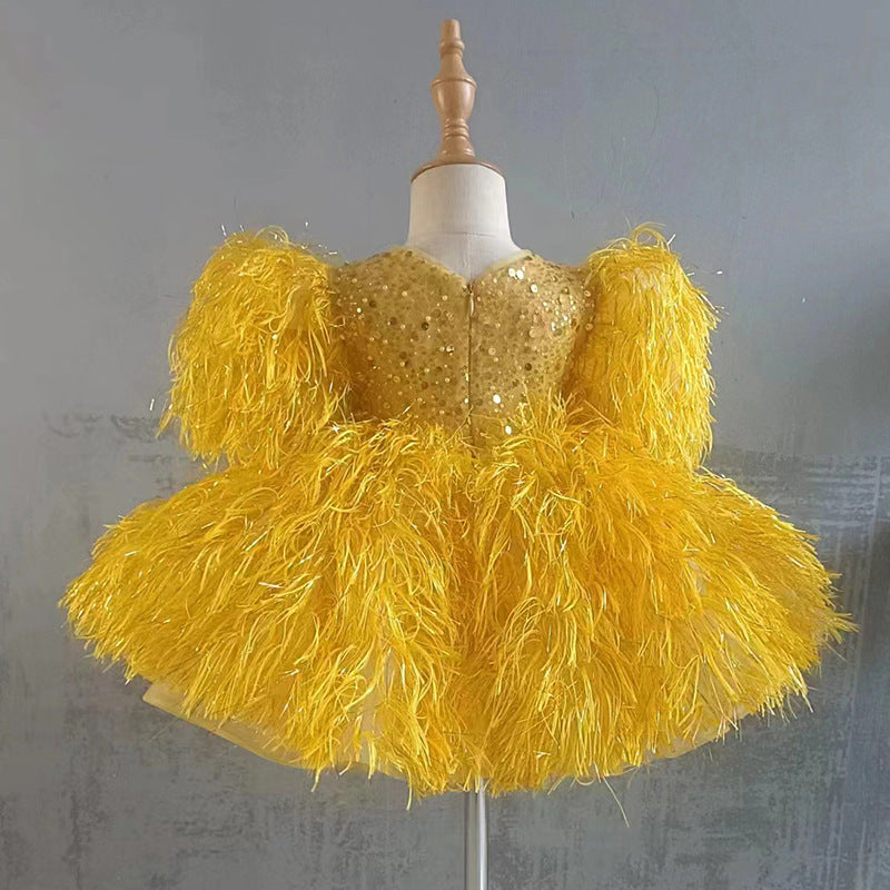 Baby Girl Beauty Pageant Party Dress Toddler Fringed Gold Birthday Princess Dress, Gold / 11-12 Years (160cm) Baby Girl Beauty Pageant Party Dress Toddler Fringed Gold Birthday Princess Dress, Gold / 11-12 Years (160cm)