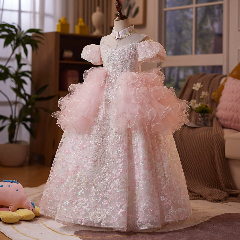 Girls' Birthday Dress Girl's Prom Princess Dress Flower Girl Pink Wedding Dress