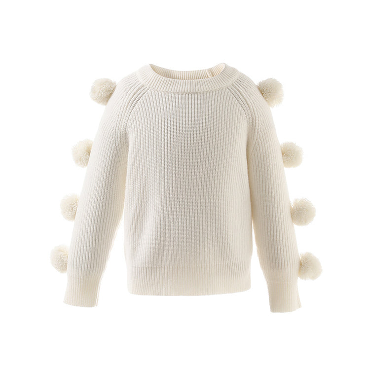 Children's Round Neck Sweater Long Sleeve Fur Ball Sweater