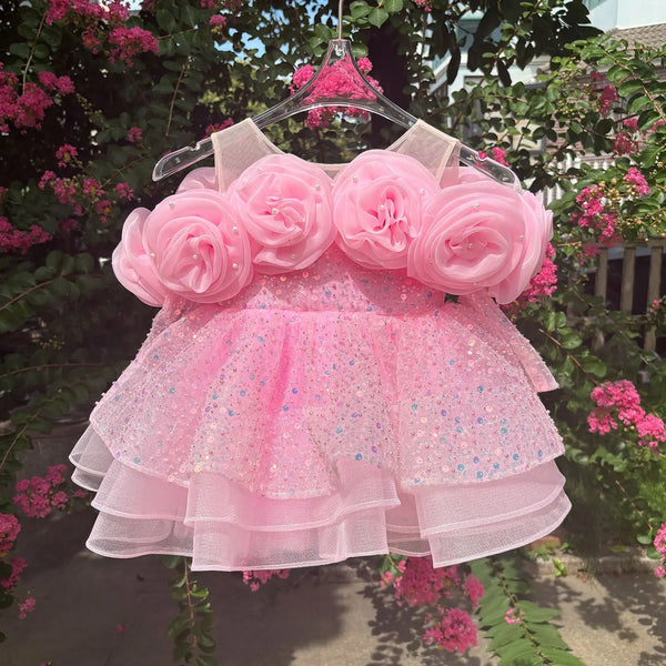 Children's Elegant Sequined Dress Flower Girl Princess Dress Girl Birthday Dress