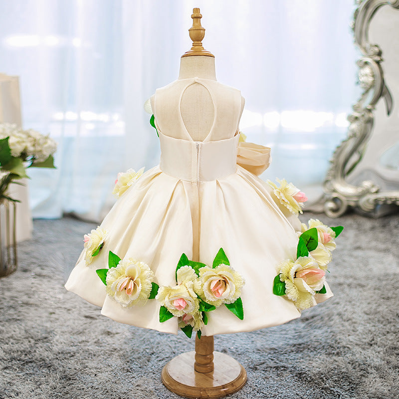 Flower Girl Dress Toddler Birthday Party Dress Summer Flower Puffy Girl Formal Dresses, Flower / 4-5 Years (120cm)