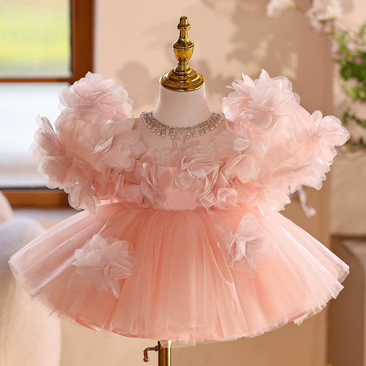Girls Pink Dress Flower Girl Wedding Dress Girl Birthday Princess Dress