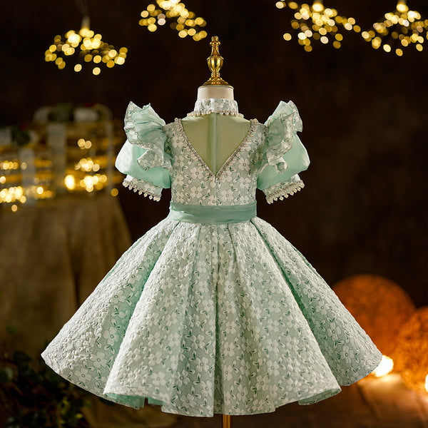 Baby Girl  Green Sequins Communion Dress Toddler Birthday Princess Dress