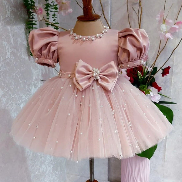 Cute Baby Girl Bead Pageant Dress Toddler Birthday Party Princess Dress