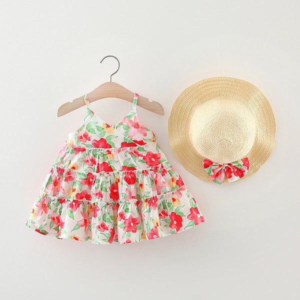 Baby Girl Dress Sweet Baby Suspender Print Beach Toddler Dress