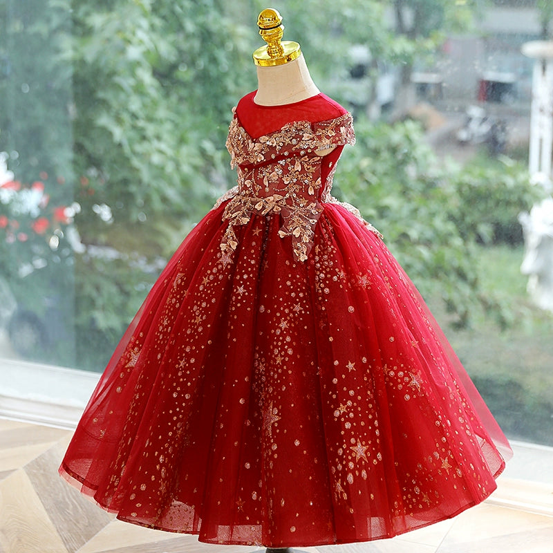 Girls Red Christmas Dress Girls Birthday Princess Dress Children's Prom Dress