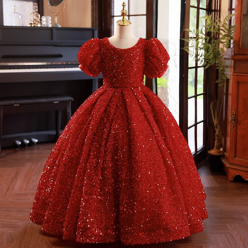 Baby Girls New Year Red Princess Dress Toddler Birthday Ball Gown, Red / 4-5 Years (120cm) Baby Girls New Year Red Princess Dress Toddler Birthday Ball Gown, Red / 4-5 Years (120cm)