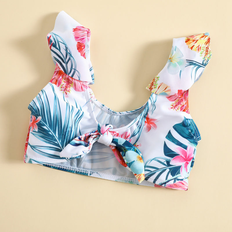Girls Puff Sleeve Cute High Elastic Swimsuit