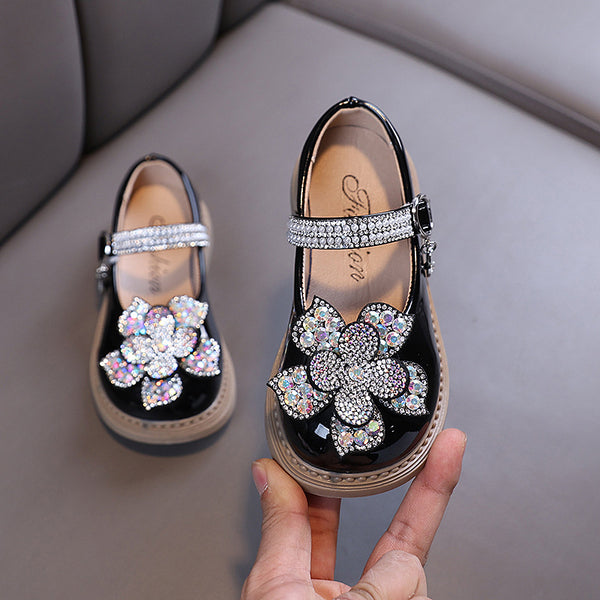 Baby Girl Flower Princess Diamond Leather Shoes