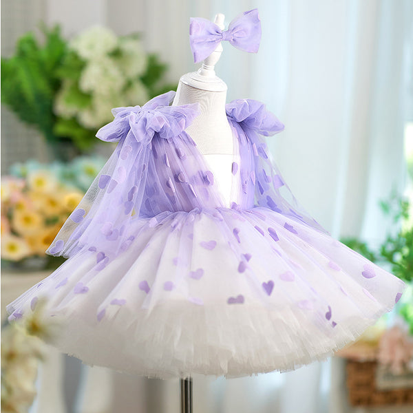 Girls Elegant Birthday Purple Dress Girls Party Princess Dress