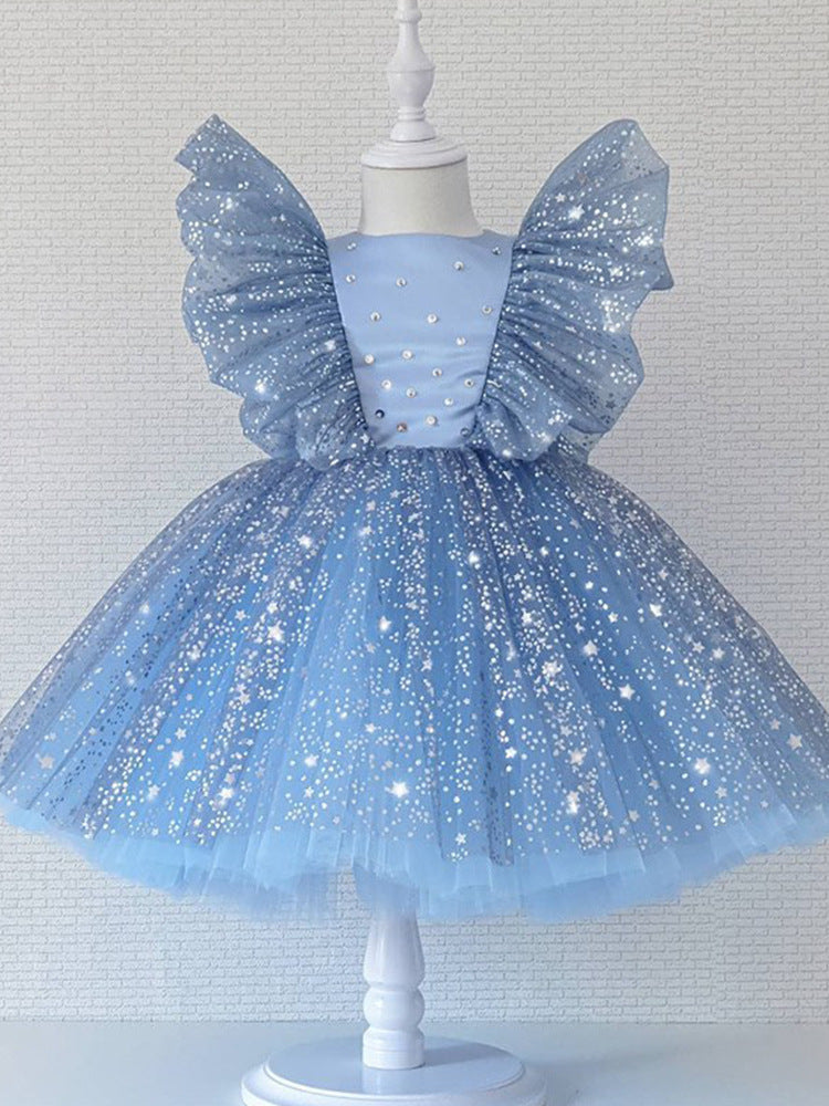 Baby Cute Girl Pageant Dress Toddler First Birthday Party Princess Dress