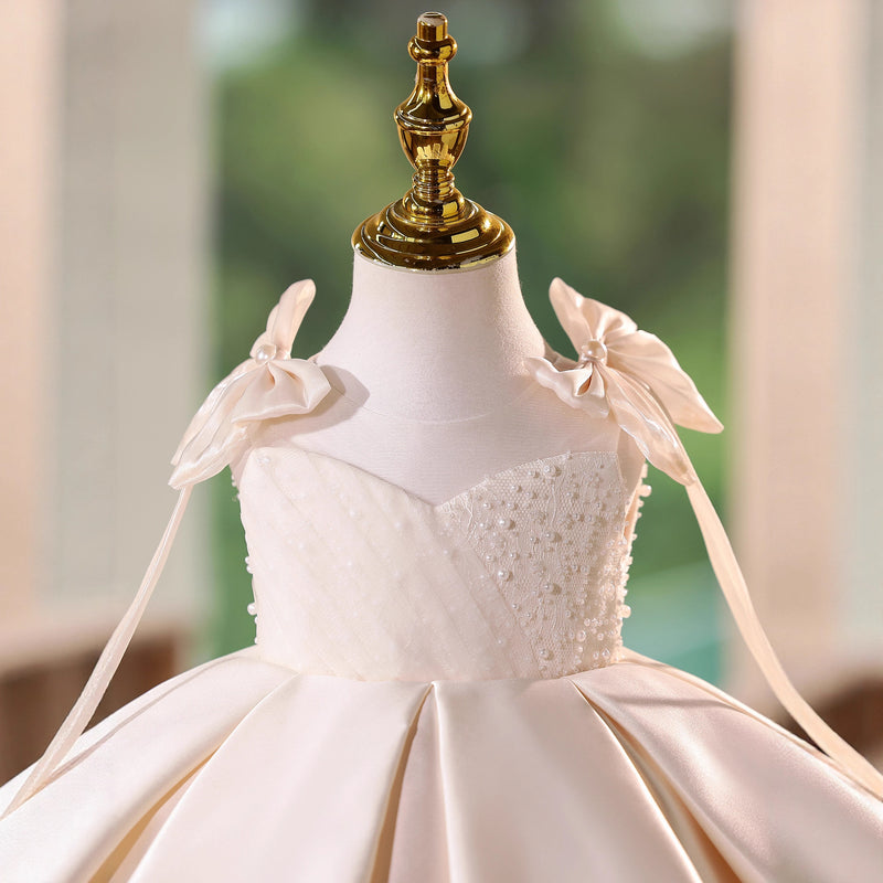 girls gold christmas dress Perspective Back Flower Girl Dress Red / Child-3