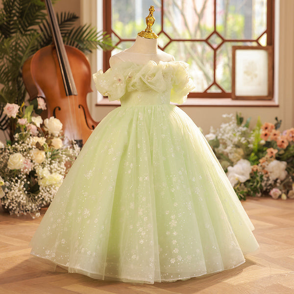 Elegant Baby Girls Light Green Tube Top First Communion Princess Dress Toddler Toddler Prom Dress