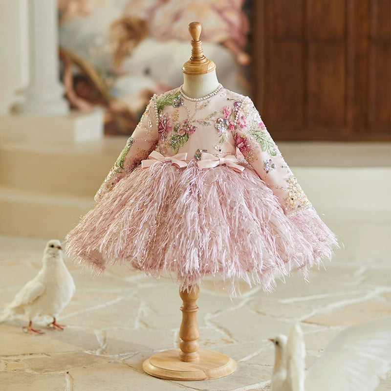 long sleeve pink birthday dress Darla Long Sleeve Satin Dress Hot Pink