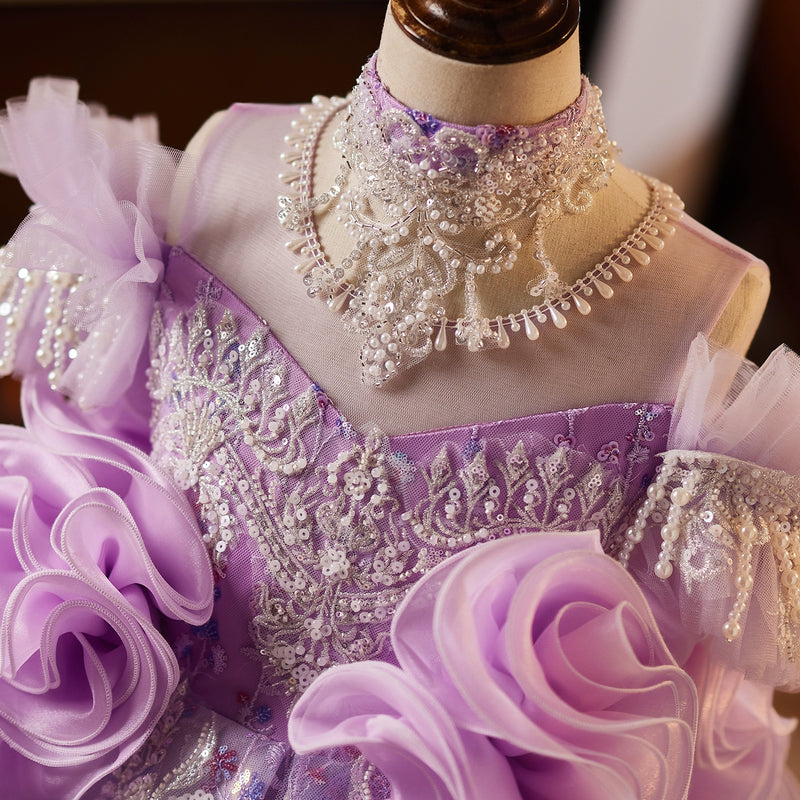 Girls Birthday Purple Dress Children's Wedding Dress Girls Prom Dress