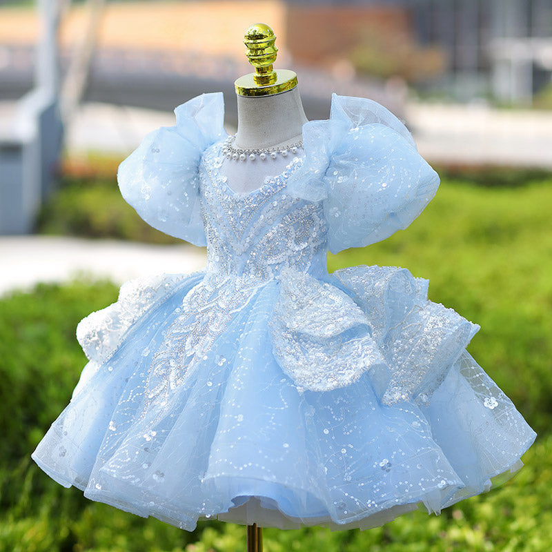 Children's Birthday Blue Dress Girls Prom Princess Dress Children's Birthday Blue Dress Girls Prom Princess Dress