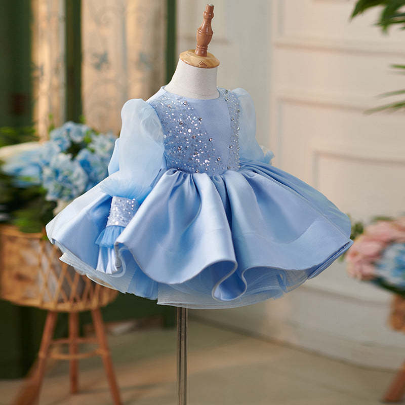 Girls Party Christmas Blue Puffy Princess Dress marryshe Girls Party Christmas Blue Puffy Princess Dress marryshe