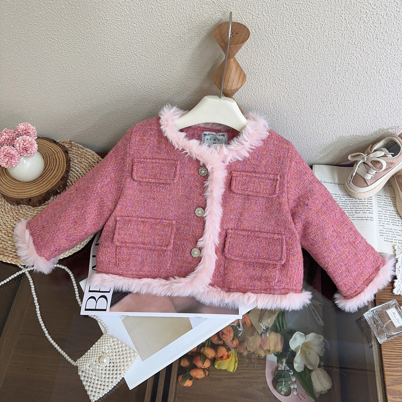 Girls' New Winter Jacket and Skirt Two-piece Suit
